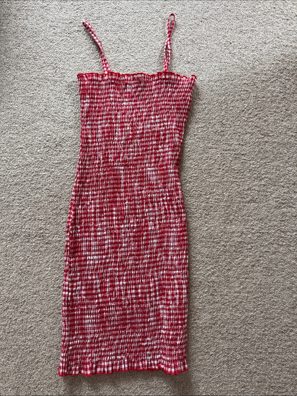 Lioness Red Smocked Tube Dress with Adjustable Spaghetti Straps size small